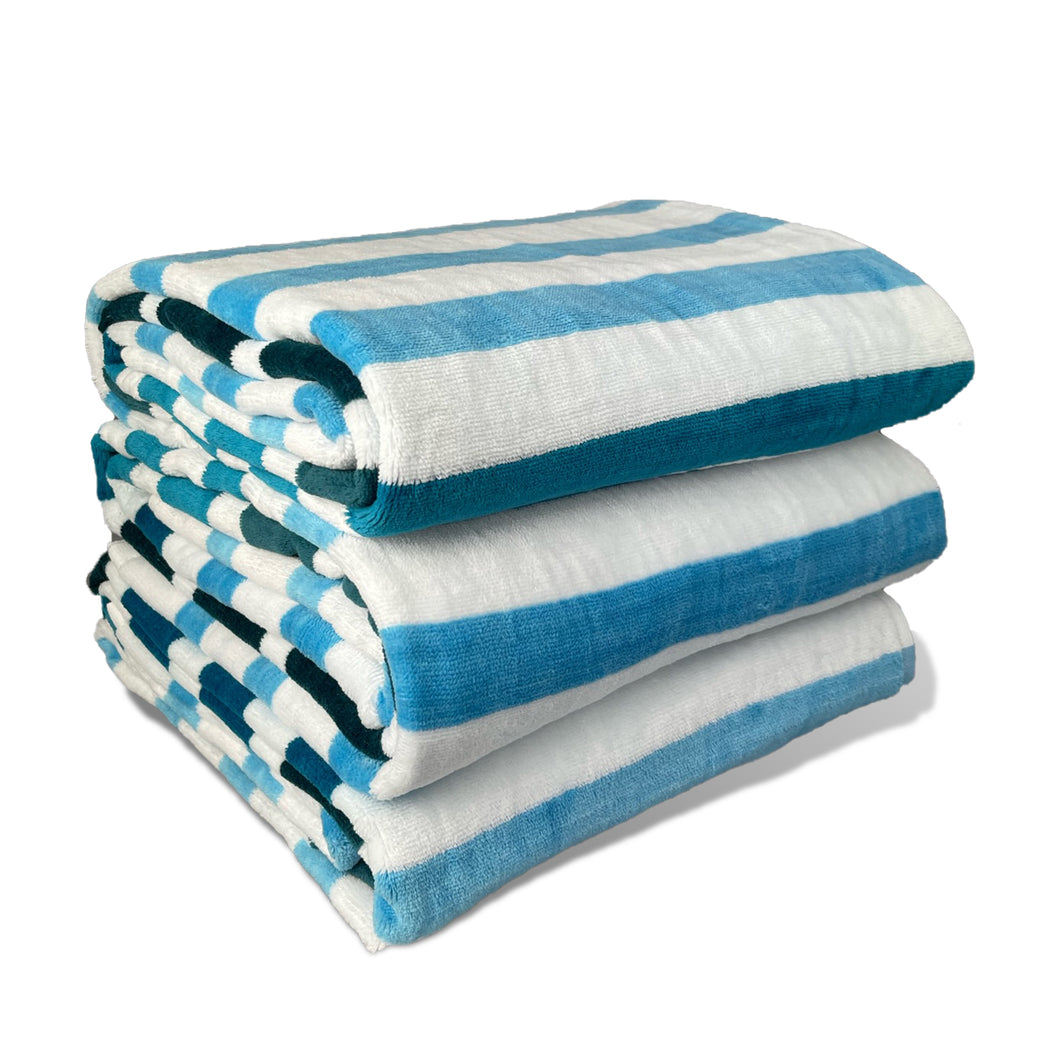 Baja Sol Extra Large, Plush  Beach Towel (40 x 70), Cotton, Striped Beach, Pool, Bath Towel